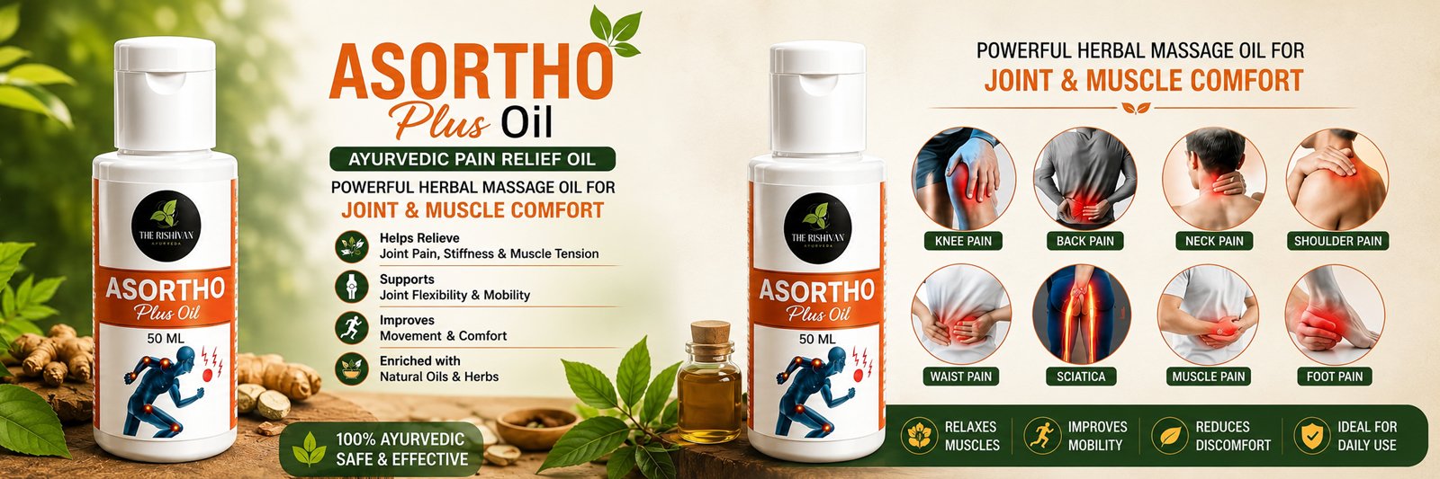 ASORTHO Plus Oil – Premium Product Description ASORTHO Plus Oil is a premium Ayurvedic herbal massage oil expertly formulated with traditional herbs and natural oils to support joint comfort, muscle